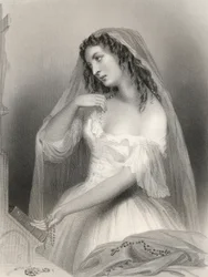 Louise Francoise de La Baume de La Blanc (1644-1710) Vévodkyně de la Valliere, ilustrace z „World Noted Women“ od Mary Cowden Clarke, 1858